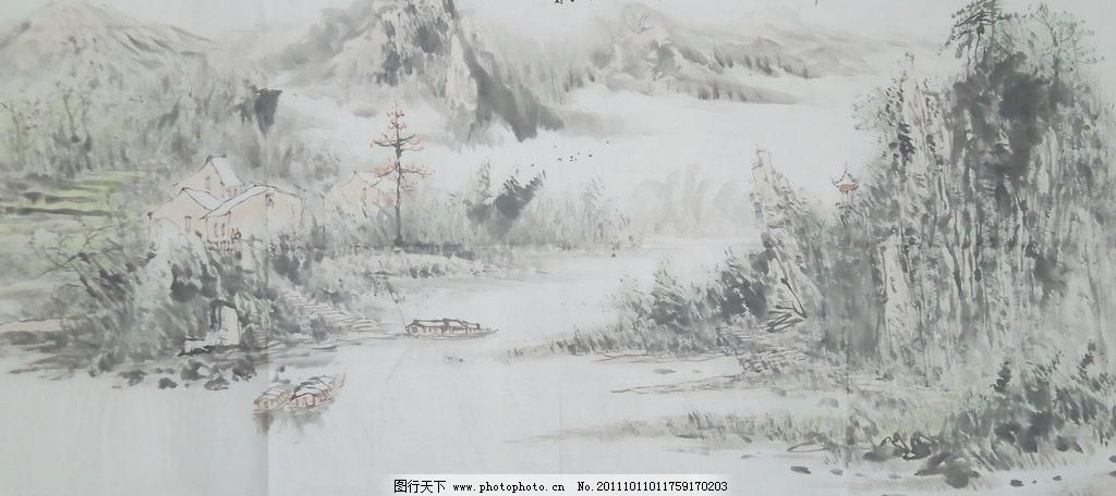 山水水墨画黑马_素材风景画_装饰风景_图图片程序员uiv山水学院图片