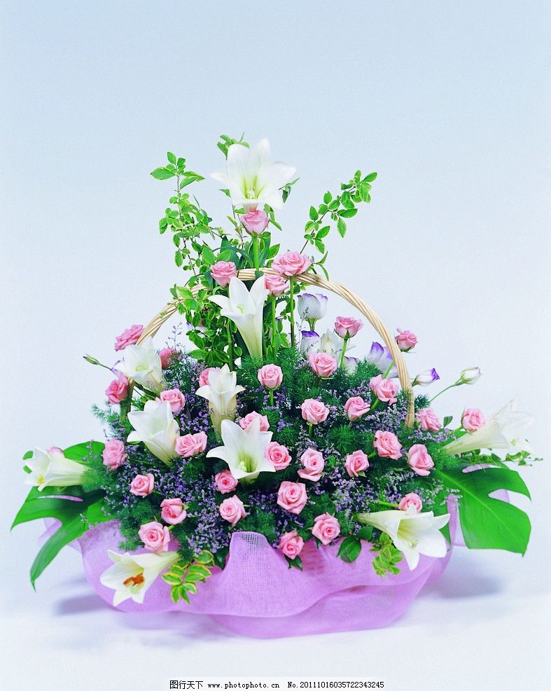 玫瑰花篮 插花 玫瑰花束 玫瑰花高清图片 花朵 花素材 花苞 红玫瑰