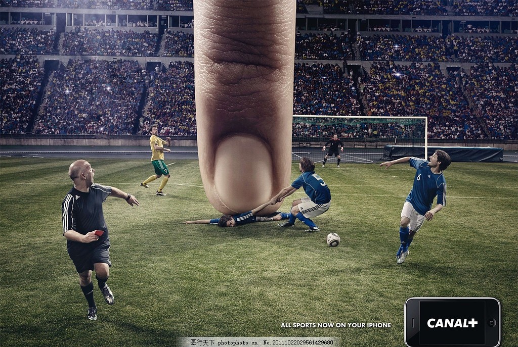 iphone平面广告,创意 足球-图行天下图库