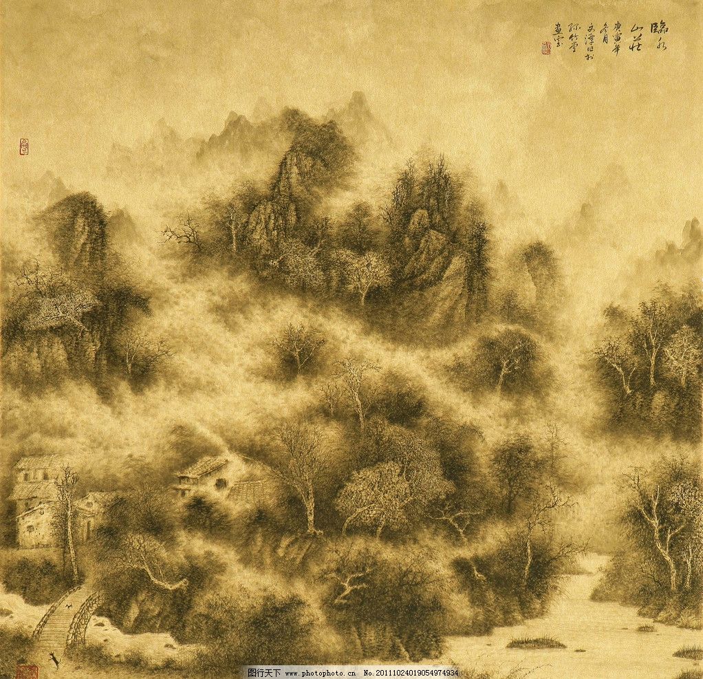 山水丹青水墨,水墨江南版式图片水墨画版型定位的水墨设计图片