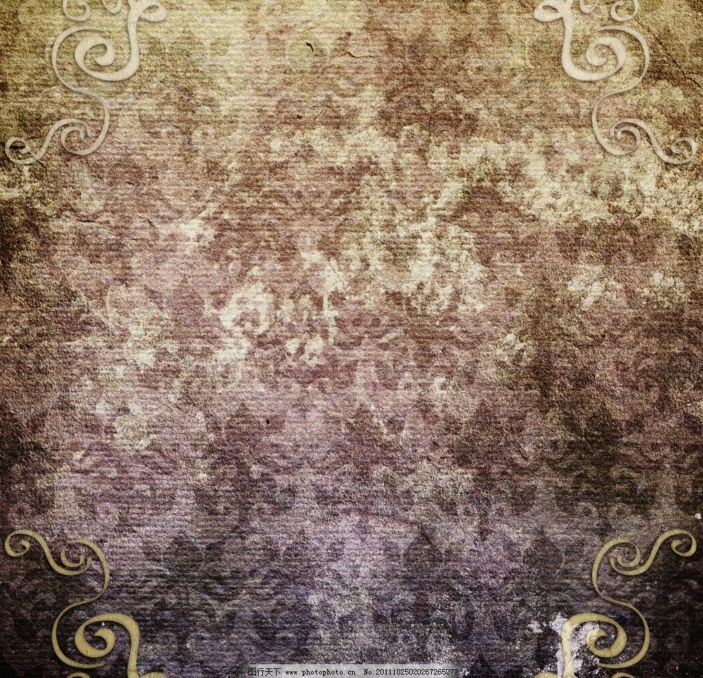 破旧纸张背景 欧式花纹 复古怀旧背景 羊皮纸 牛皮纸 纸纹 皱褶