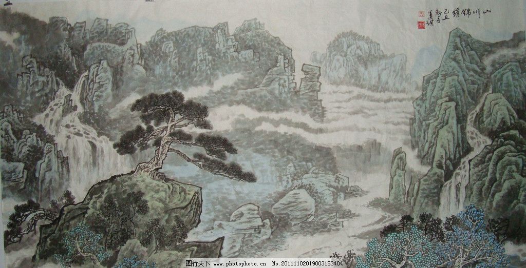 山川锦绣 迎客松 松树 瀑布 流水 水墨山水 水墨江南 水墨丹青 水墨画 中国水墨山水画 中国水墨画 水墨 山水画 风景 山水 工笔画 艺术 古典 绘画书法 文化艺术 风景画 古典水墨画 壁画 古典画 国画 山水国画 群山 群山国画 远山 山峦 树林 书法 高山 水墨群山 设计 JPG 72DPI