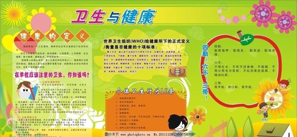 卫生与健康图片,小学宣传栏 学校展板 校园文化
