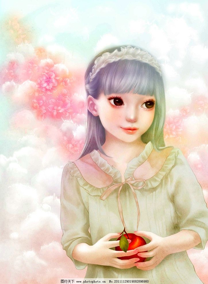 可爱女生 美术 油画 女人 姑娘 女孩 少女 动作 表情 红苹果 国画艺术 油画作品25 绘画书法 文化艺术 设计 200DPI JPG