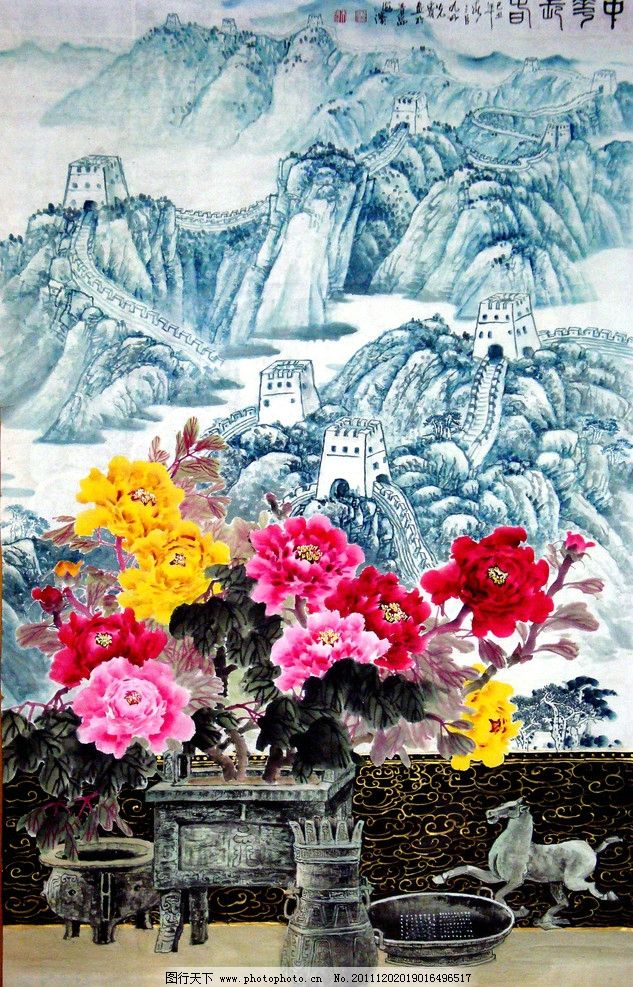 山水画 水墨 风景 房子 树船 中国风 山水江南 手绘 古典 绘画 水墨