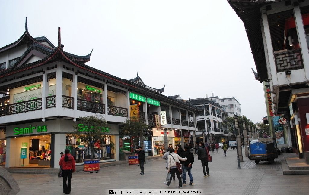 苏州观前街图片,步行街 苏州步行街 建筑 道路 