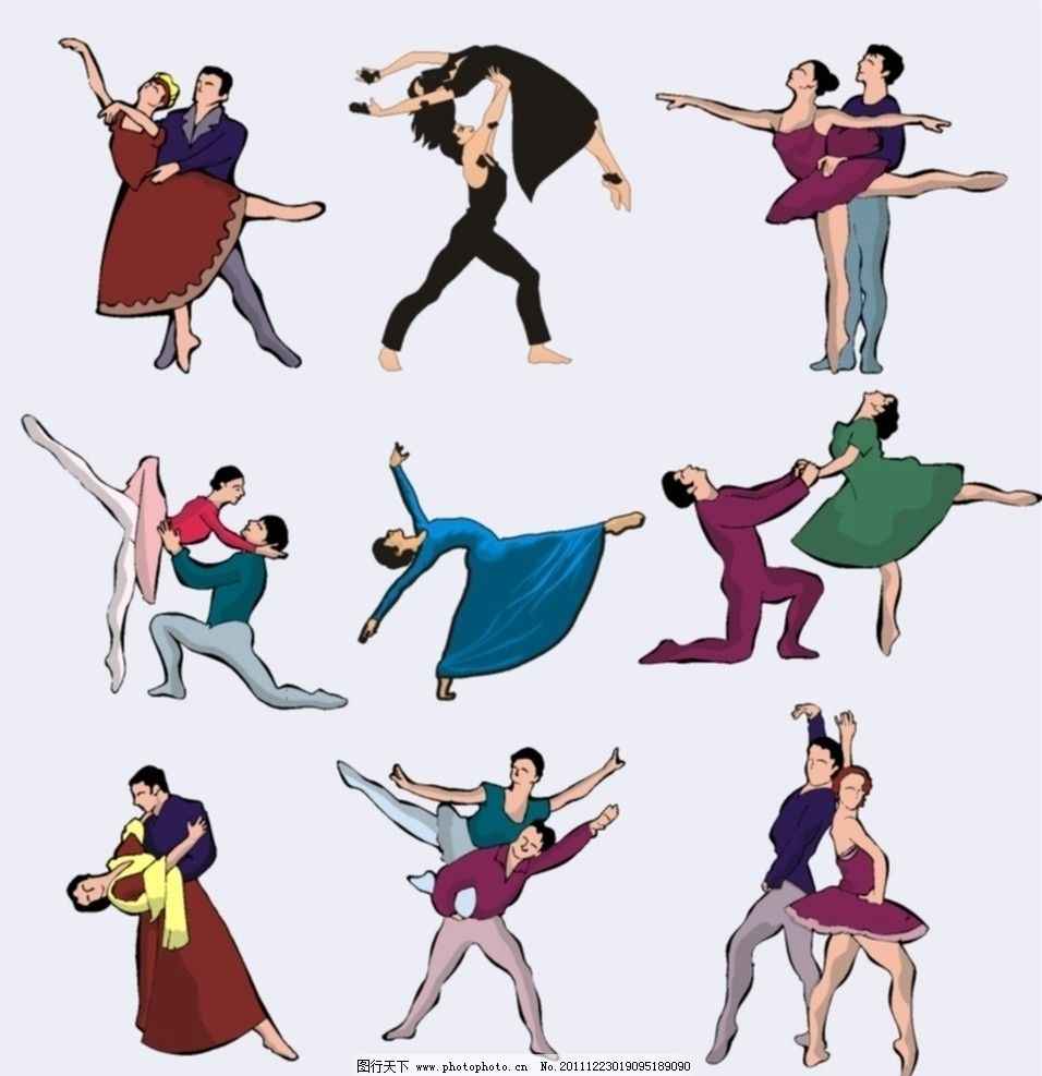 9款优美的矢量舞蹈运动图片