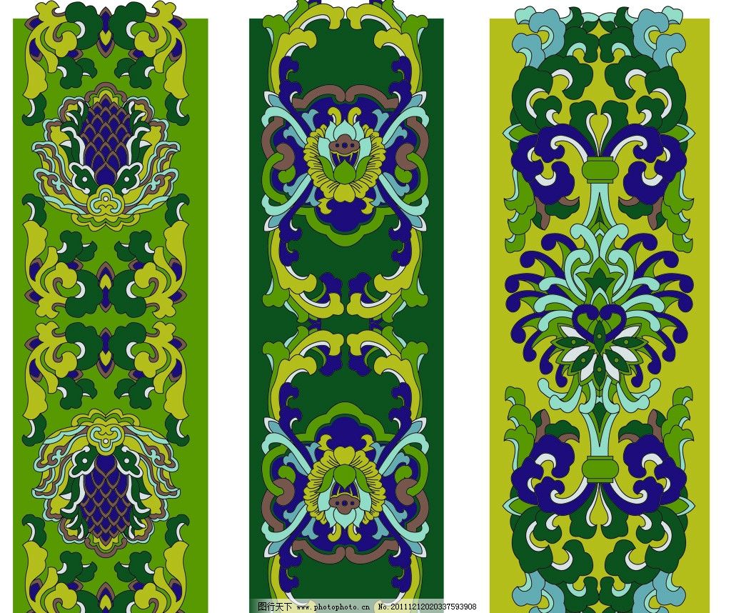 青黄色藏传佛教花边图片 花边花纹 背景底纹 图行天下素材网